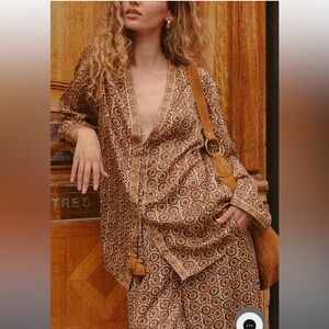 NWT Spell Sannah Tie Blouse in Ochre XS